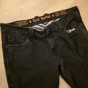 Rock Revival Men's Arther Straight Black Jeans Sz 40